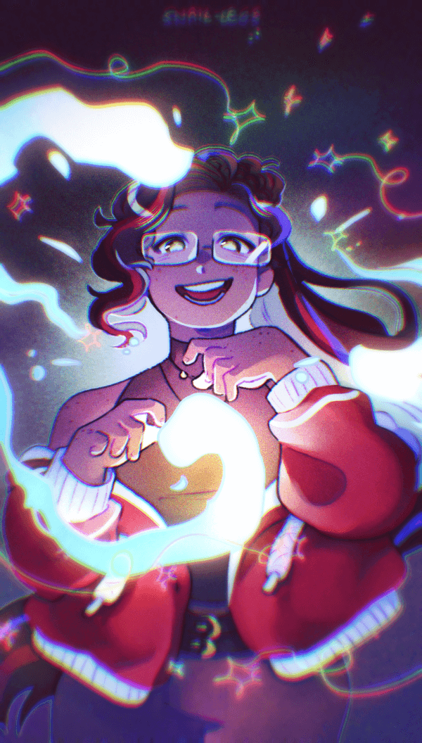 A colourful digital illustration with a grainy texture