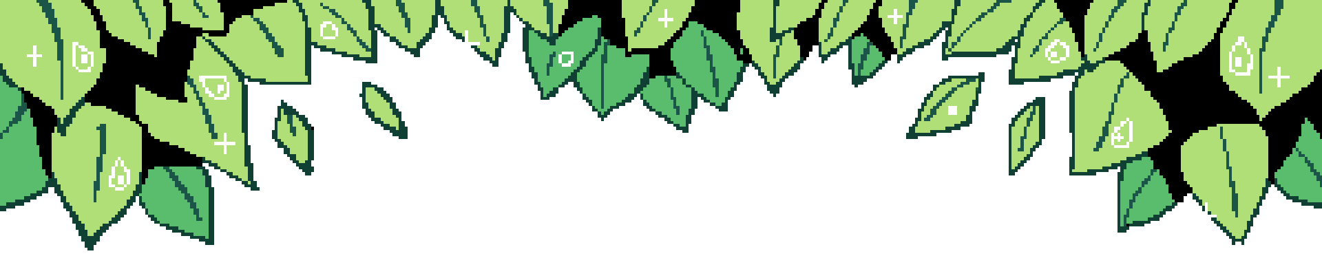 a bunch of pixel art leaves